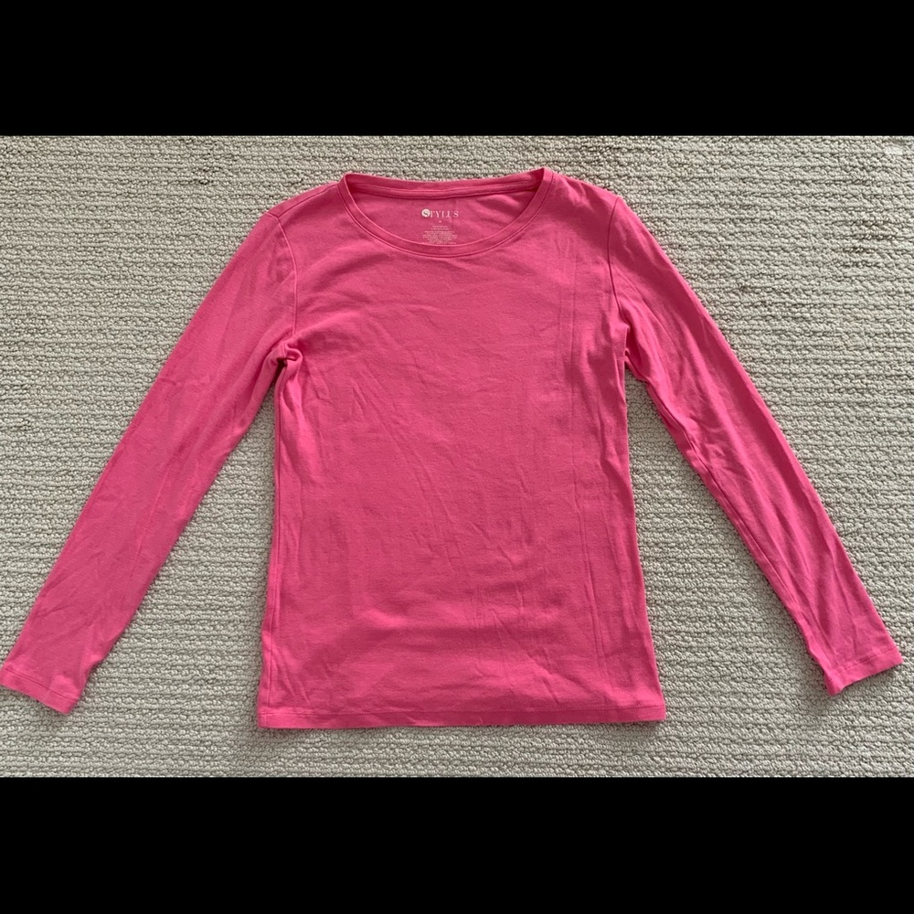 Stylus Pink Long Sleeve Tee Shirt Crewneck